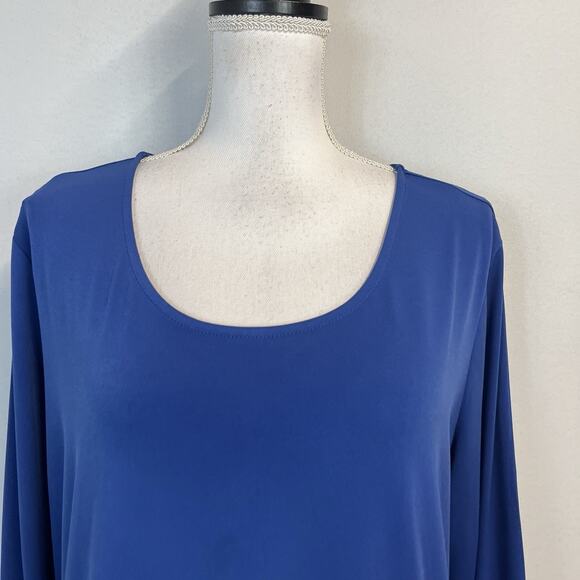 Susan Graver Blouse Tunic Top size Extra Large Royal Blue Slinky Modest Career - Picture 3 of 7